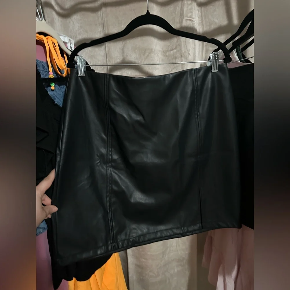 Black Faux Leather Mini Skirt